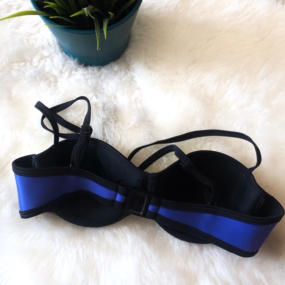 TRIANGL Color Block Blue Yellow Bikini Top - Sz S - Picture 2 of 4